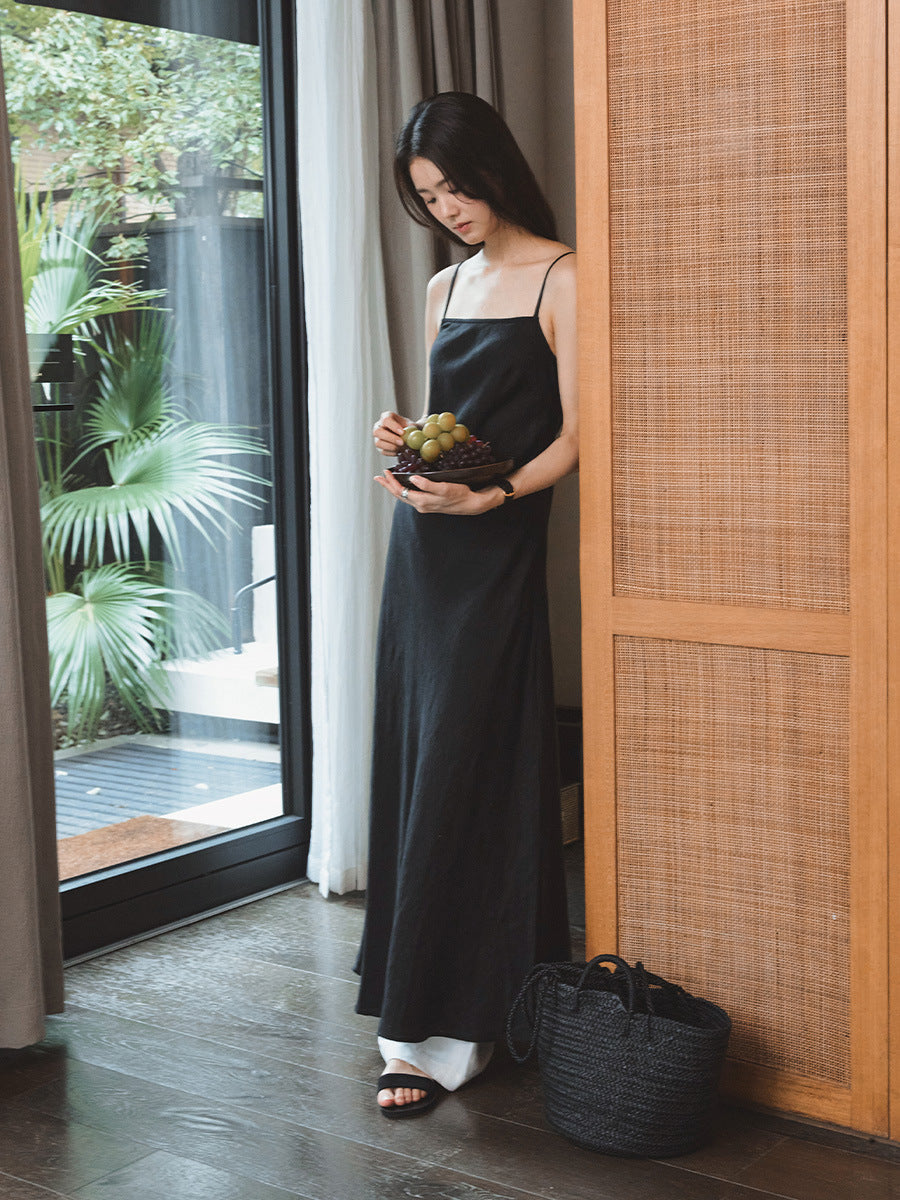 100% linen light luxury dress
