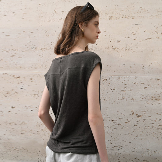 100% Hemp One-Shoulder Swing Neck Top