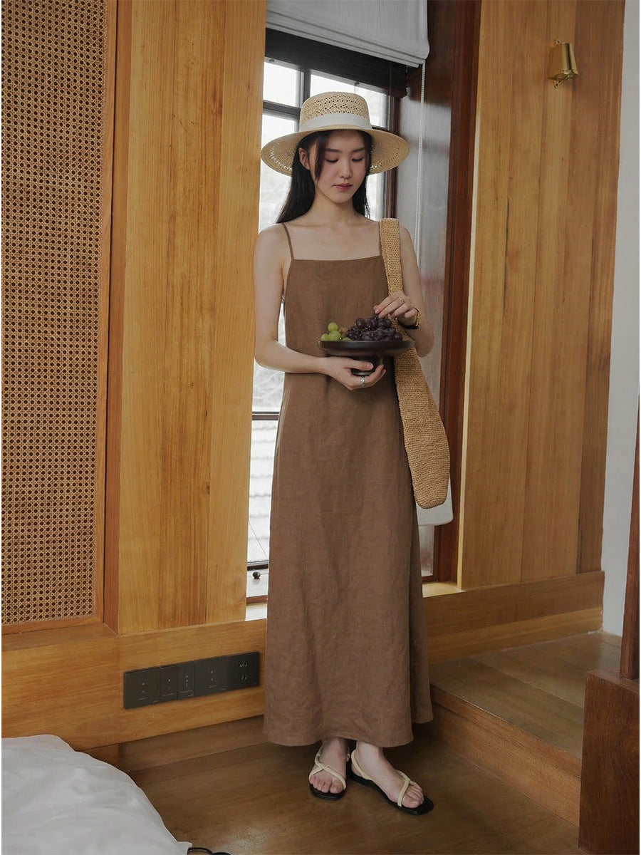 100% linen light luxury dress
