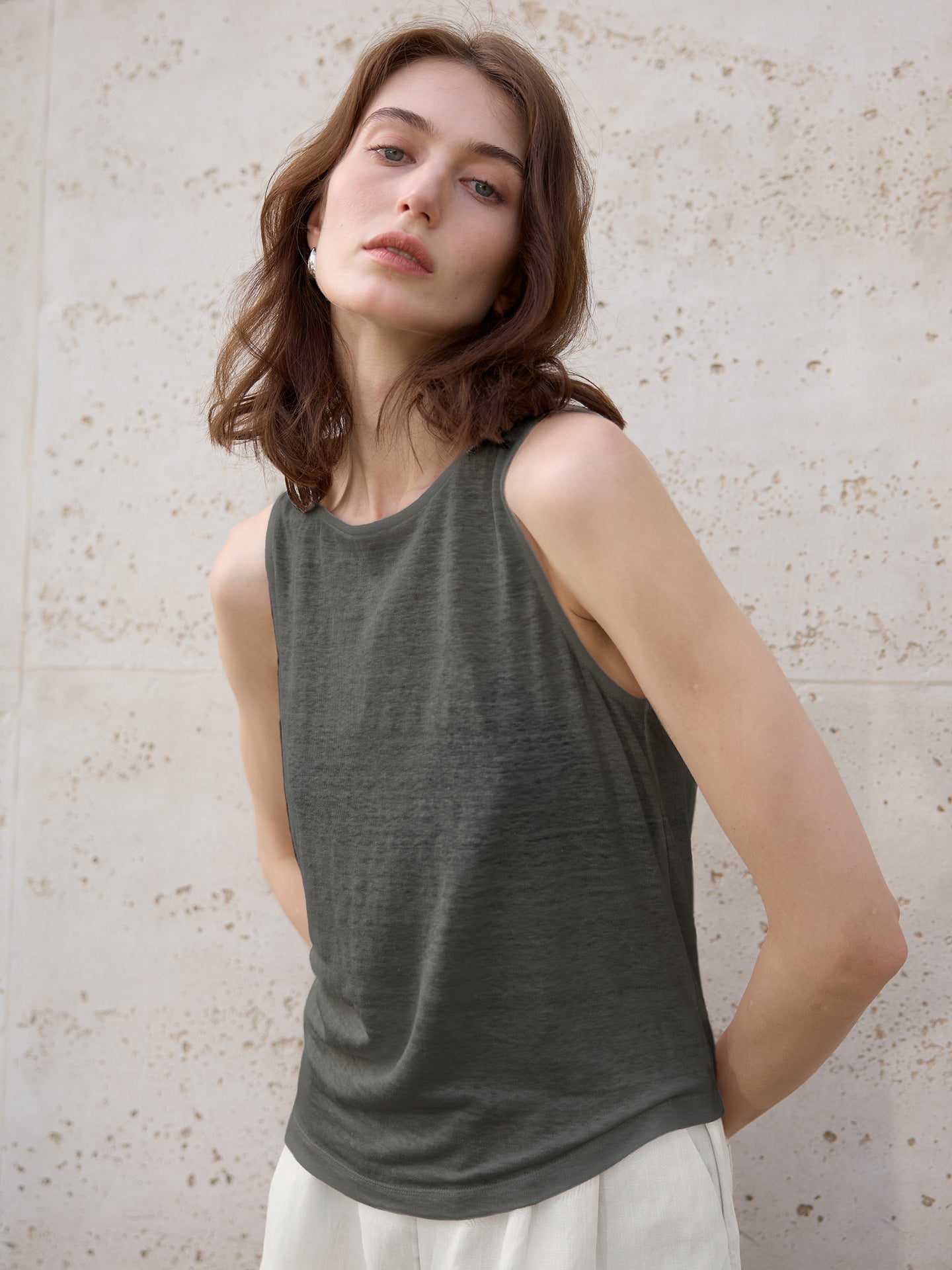 100% Hemp One-Shoulder Swing Neck Top