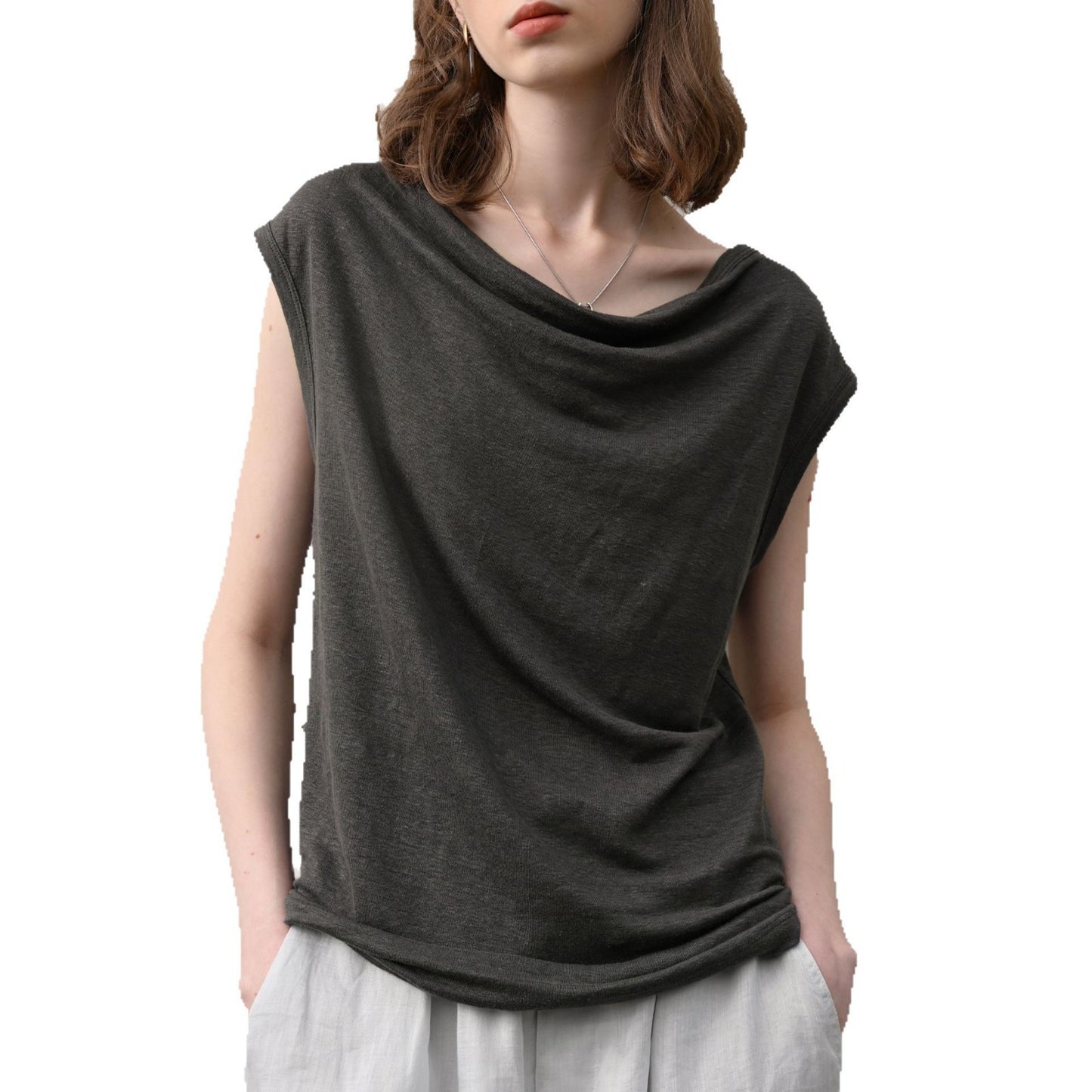 100% Hemp One-Shoulder Swing Neck Top