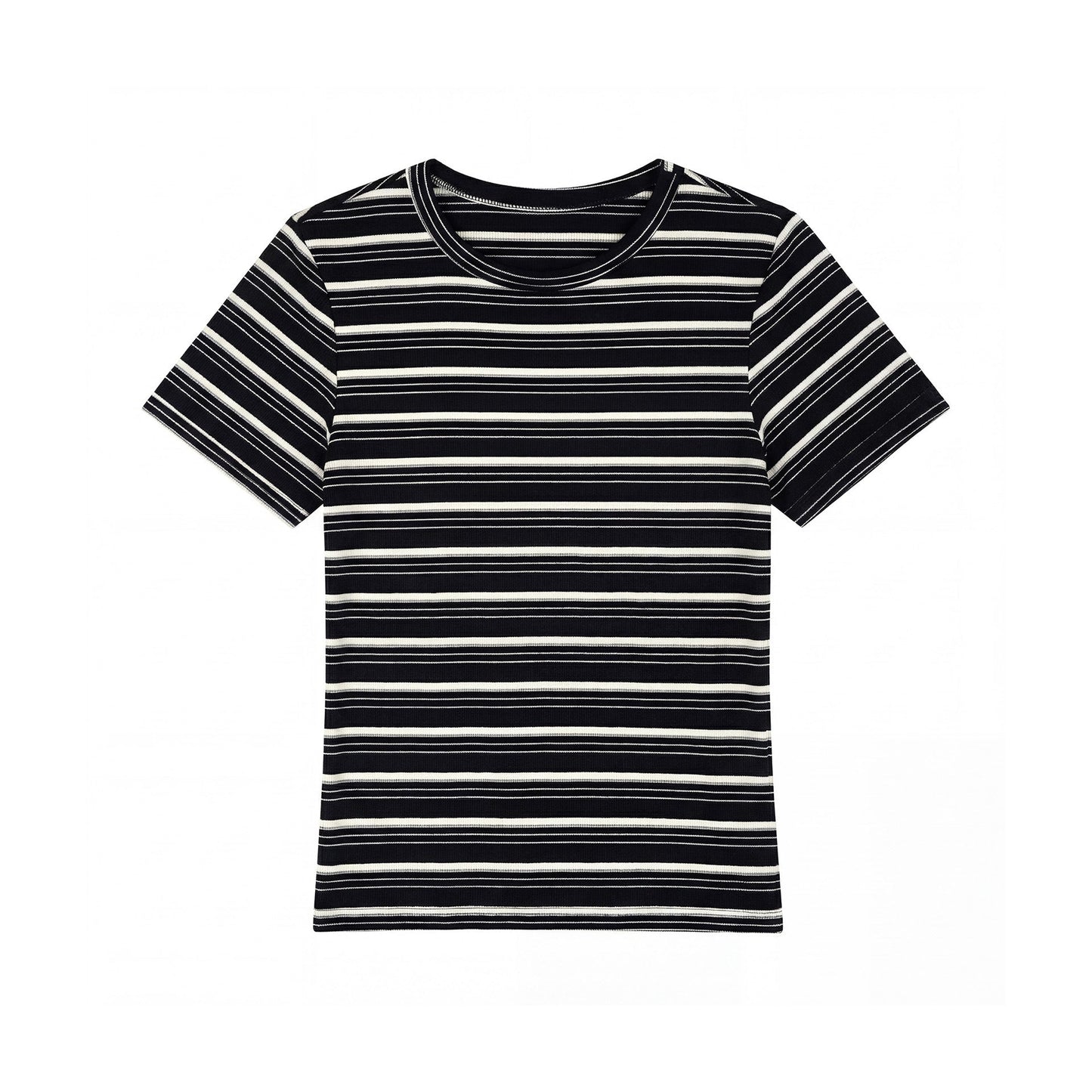Contrasting Striped Shoulder Short Sleeve T-Shirt