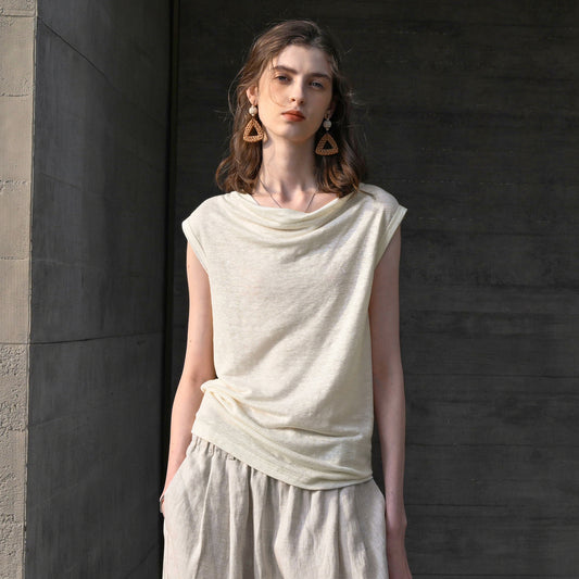 100% Hemp One-Shoulder Swing Neck Top