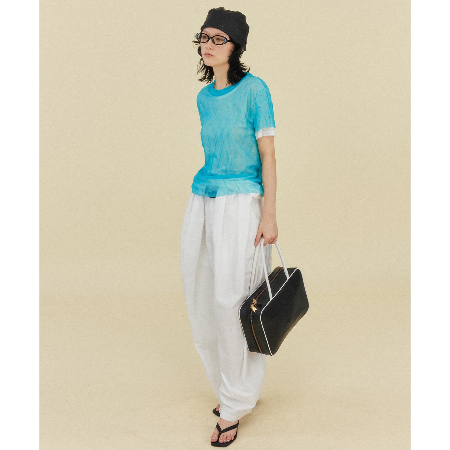 Tencel wool mesh yarn two-piece short-sleeved T-shirt