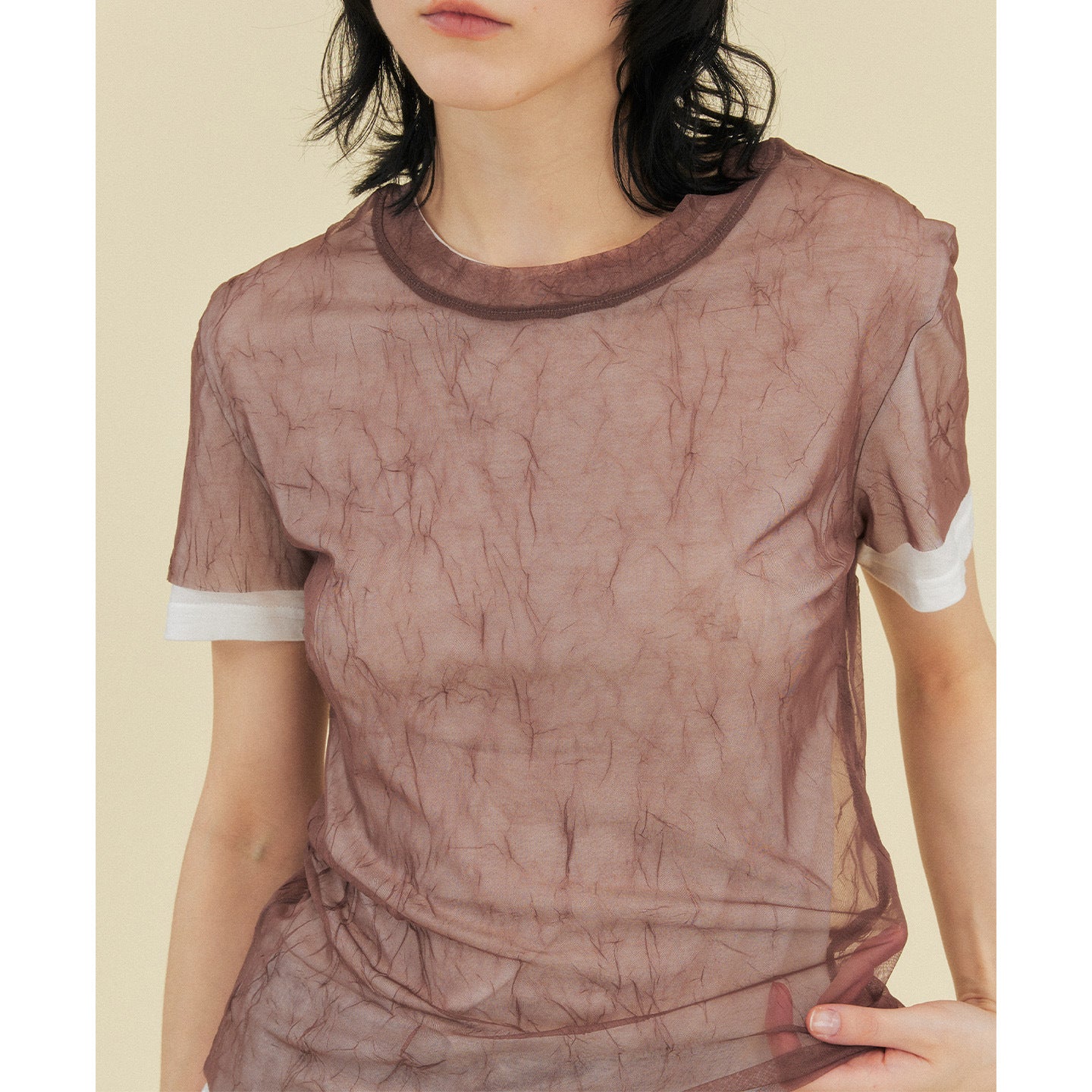 Tencel wool mesh yarn two-piece short-sleeved T-shirt