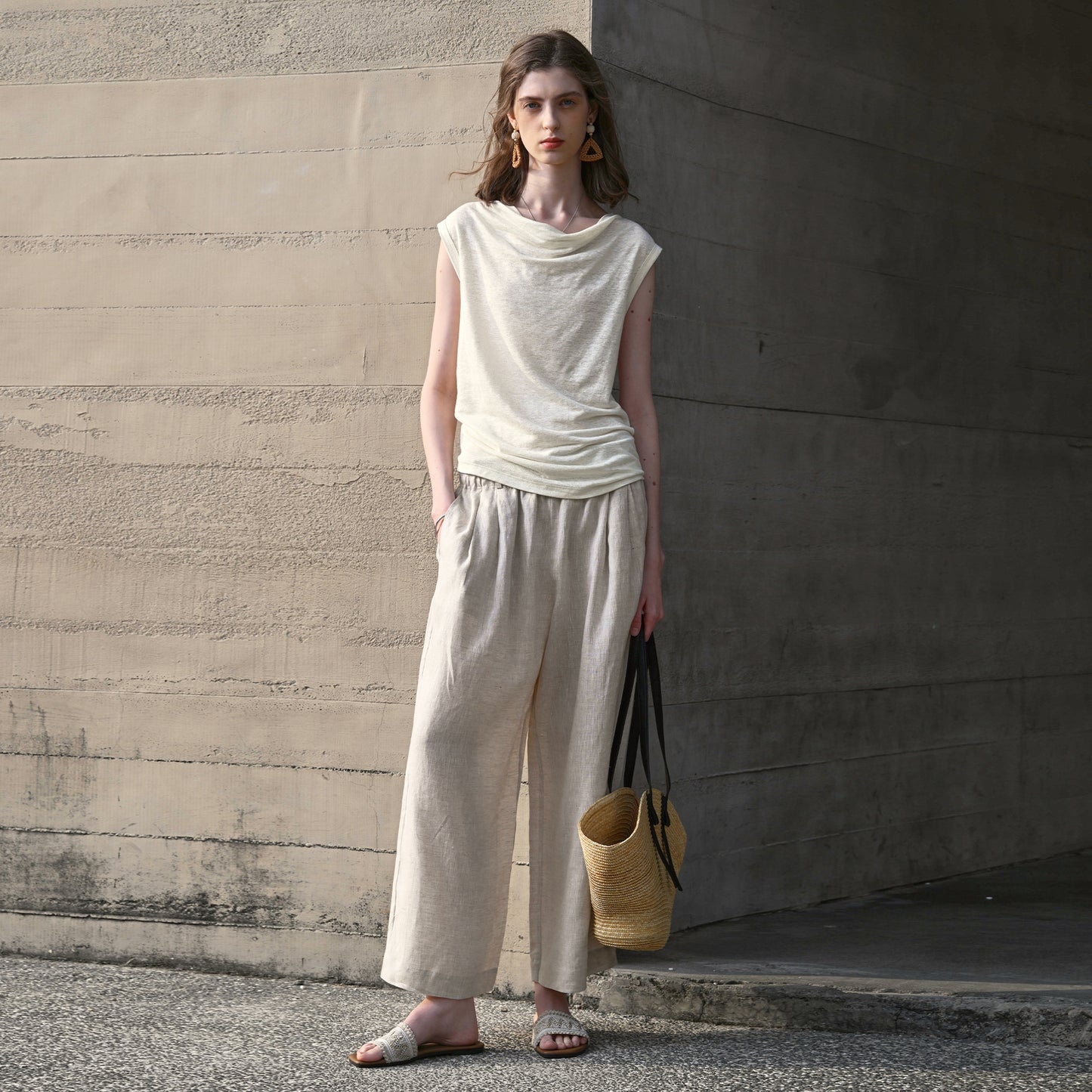 100% Hemp One-Shoulder Swing Neck Top