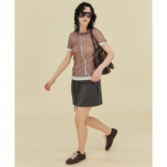 Tencel wool mesh yarn two-piece short-sleeved T-shirt