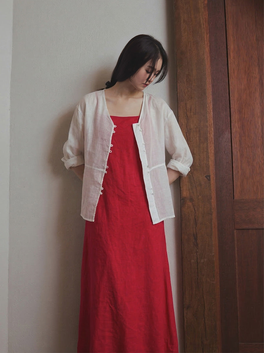 100% linen light luxury dress