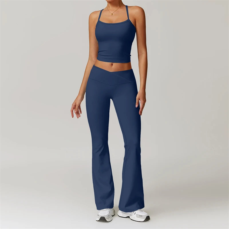 2 Piece Yoga Clothes Women's Tracksuit Athletic Wear Pilates Fitness Suit Gym Workout Sets Push Up Sports Bra Leggings Suit