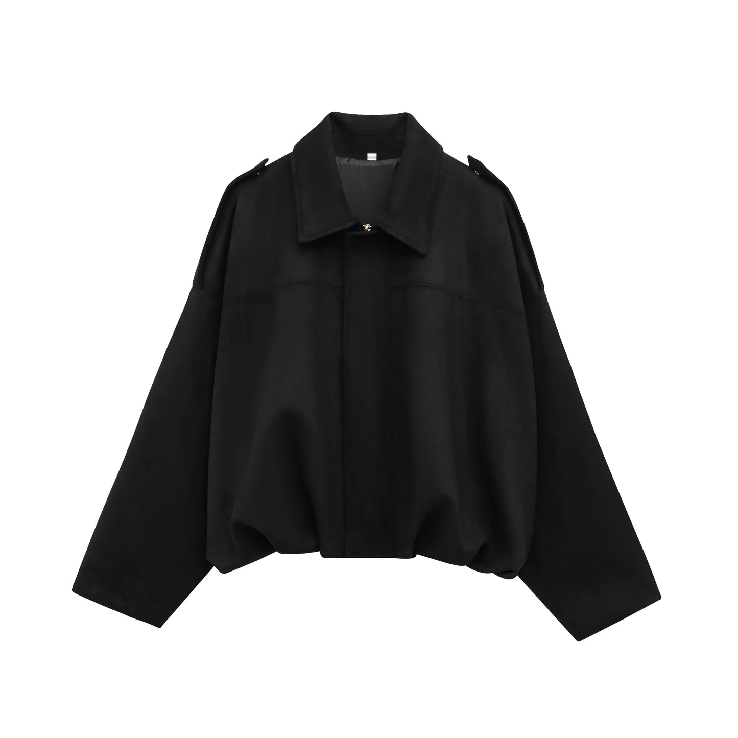 Women's Cropped Bomber Jacket | Lantern Sleeve Oversized Zip-Up Coat