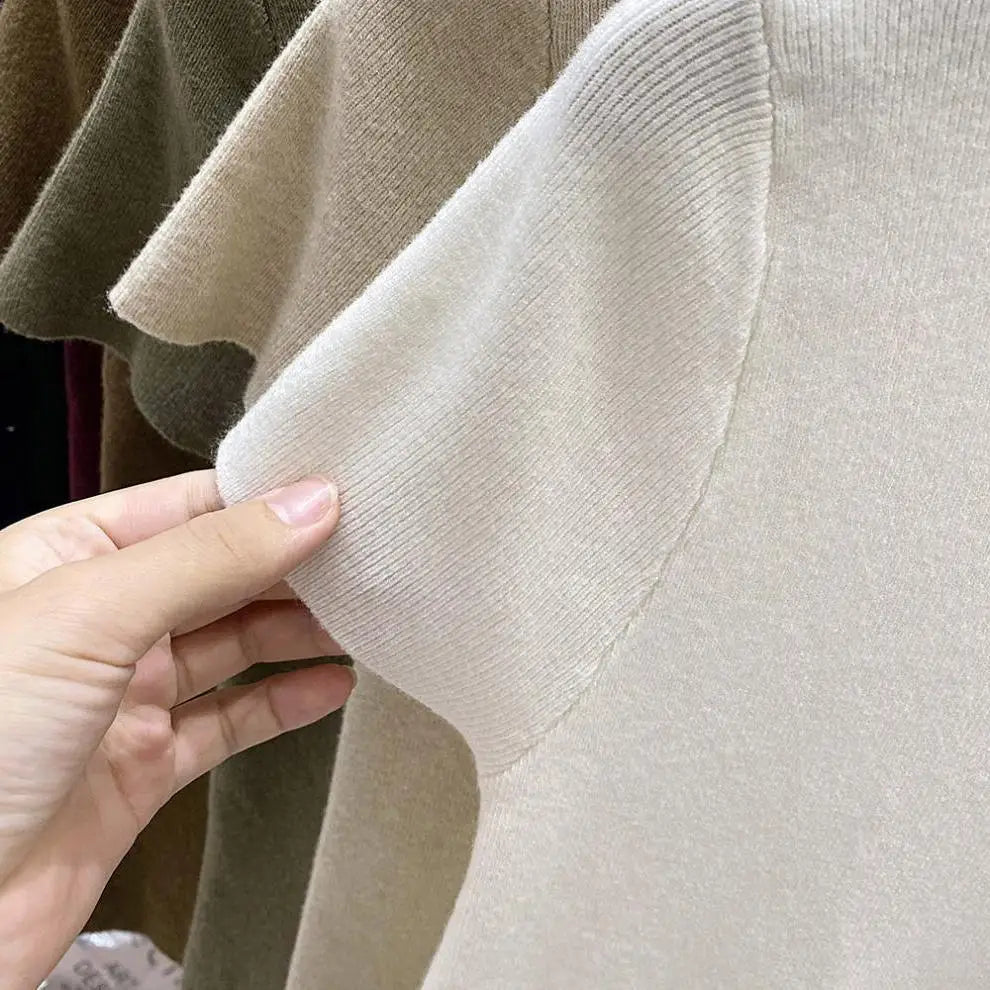 2025 Pullover Sweater  Basic Layering Piece Thin  Pullover Women Female Knitted Sweater Slim Short Sleeve Bodycon Sweater