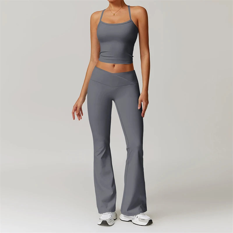 2 Piece Yoga Clothes Women's Tracksuit Athletic Wear Pilates Fitness Suit Gym Workout Sets Push Up Sports Bra Leggings Suit