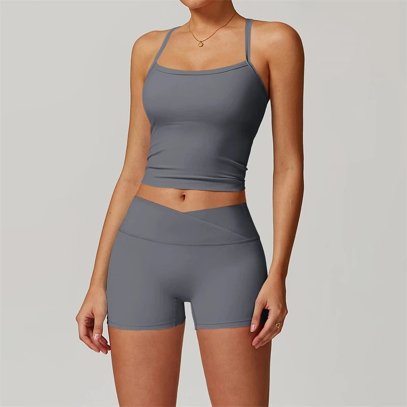 2 Piece Yoga Clothes Women's Tracksuit Athletic Wear Pilates Fitness Suit Gym Workout Sets Push Up Sports Bra Leggings Suit