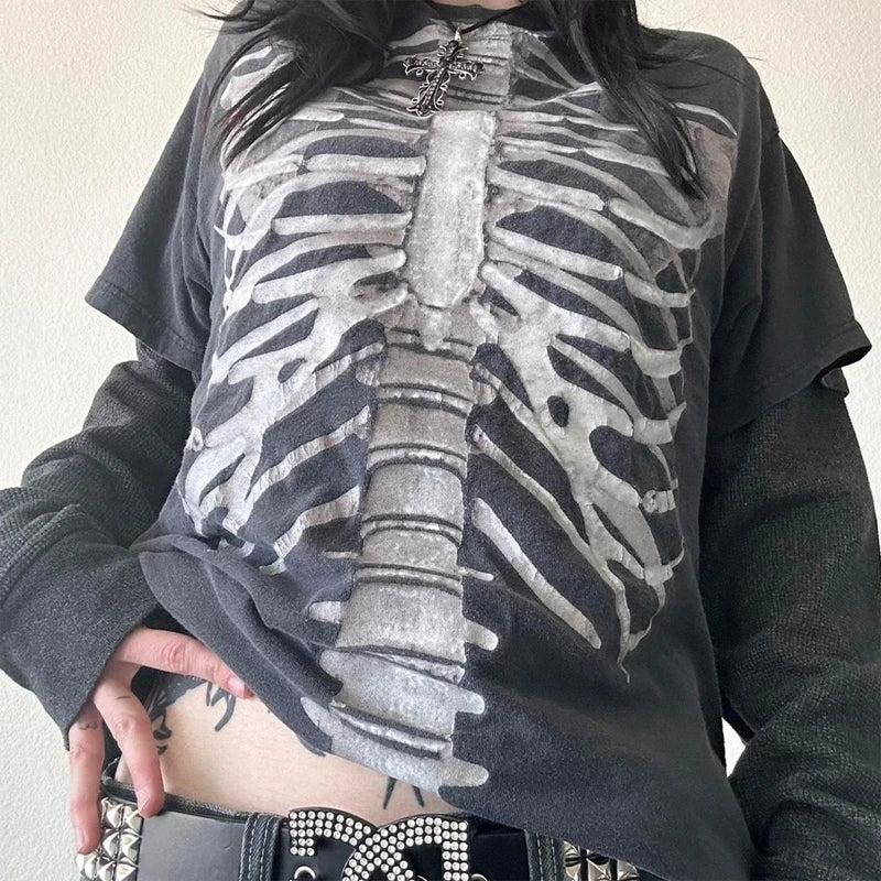 Y2K Patchwork Long Sleeve Top